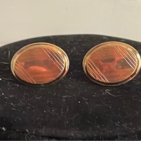 Antique unsigned/ 1/20 14k GF-gold filled-engravable oval cuff links - Picture 2 of 15